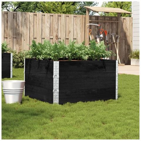 Fioriera Da Giardino Nera 100x100 Cm In Legno Massello Di Pino - Foto 1