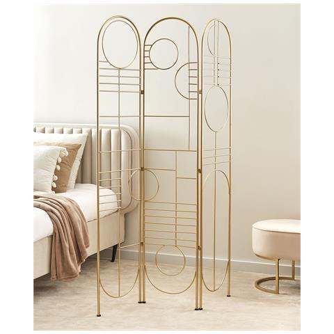 Paravento 3 Pannelli Metallo Oro 100 X 170 Cm Turania - Foto 1