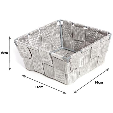 Contenitore Rattan Decorativo Cestino Portaoggetti 14x14x6 Vari Colori 14x14x6 Grigio - Foto 3