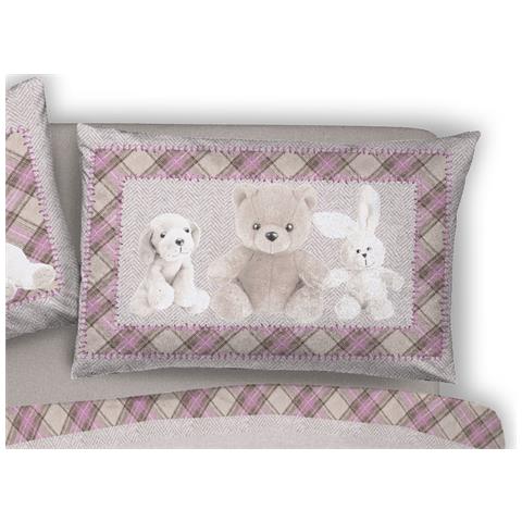 Copripiumino Sacco Piumone Pensieri Delicati Cotone Disegno Peluches Singolo Rosa - Foto 2