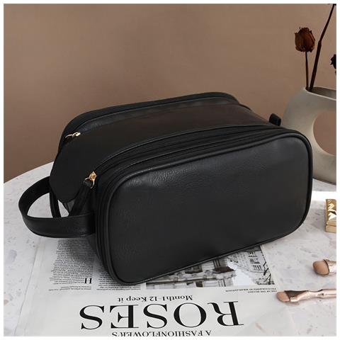 Borsa Da Toilette A Doppio Strato Di Lusso Per Viaggi Black - Foto 2