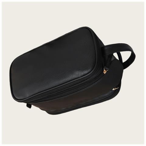 Borsa Da Toilette A Doppio Strato Di Lusso Per Viaggi Black - Foto 4