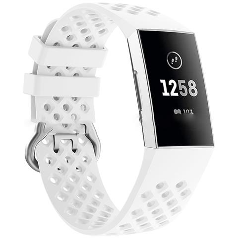 Cinturino In Silicone Per Fitbit Charge 3, Cinturino Da Polso Sportivo Traspirante Di Ricambio Bianco - Piccolo - Foto 1