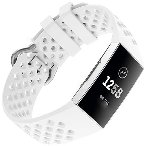 Cinturino In Silicone Per Fitbit Charge 3, Cinturino Da Polso Sportivo Traspirante Di Ricambio Bianco - Piccolo - Foto 2