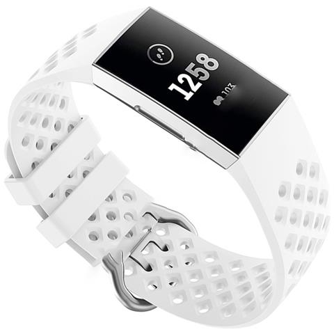 Cinturino In Silicone Per Fitbit Charge 3, Cinturino Da Polso Sportivo Traspirante Di Ricambio Bianco - Piccolo - Foto 3