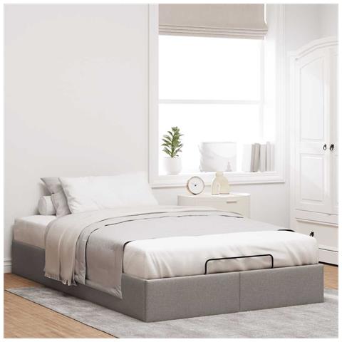 Struttura Letto Pouf Senza Materasso Tortora 120x200cm Tessuto - Foto 3