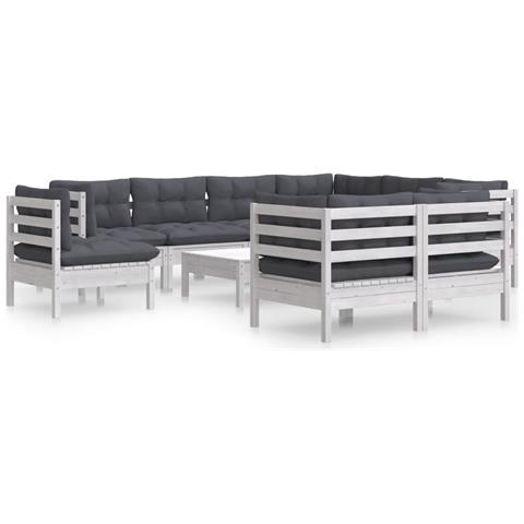 Lusso Casadino -  Set Divani Da Giardino 10 Pz Con Cuscini Bianchi Legno Di Pino - Foto 1
