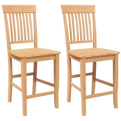 Sgabelli da Bar 2 pz Naturale Legno Massello di Hevea - Foto 1