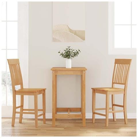 Sgabelli da Bar 2 pz Naturale Legno Massello di Hevea - Foto 2