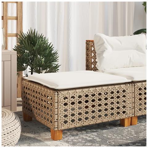 Sgabello Giardino con Cuscino Beige 63,5x56x32 cm in Polyrattan - Foto 2