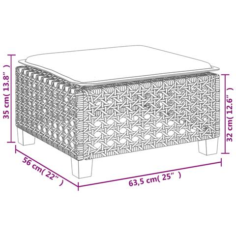 Sgabello Giardino con Cuscino Beige 63,5x56x32 cm in Polyrattan - Foto 9