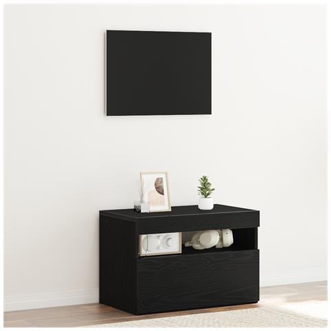 Mobile per TV  con luci LED Rovere Nero 60x35x40 cm in legno ingegnerizzato - Foto 2