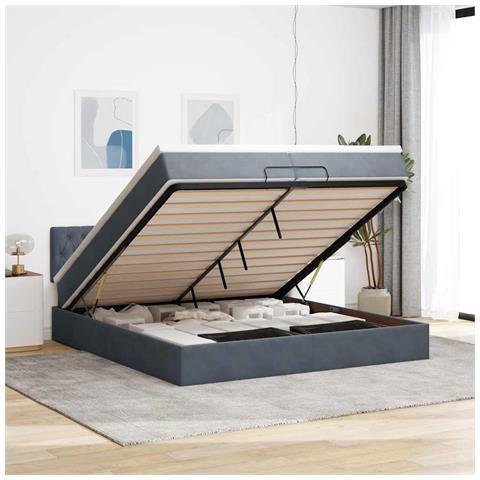 Struttura Letto Pouf con Materassi 200x200 cm Velluto - Foto 2