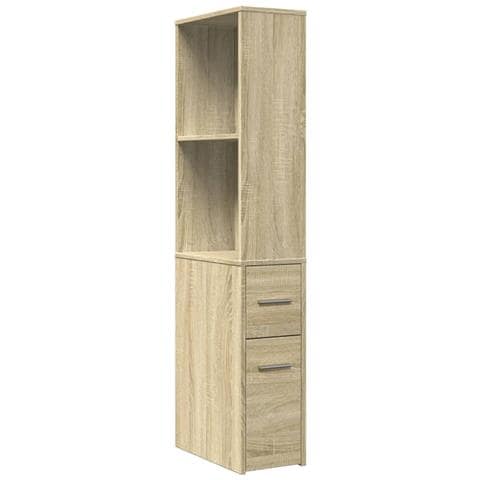 Armadietto da Bagno Stretto con Ruote Rovere Sonoma Truciolato - Foto 1