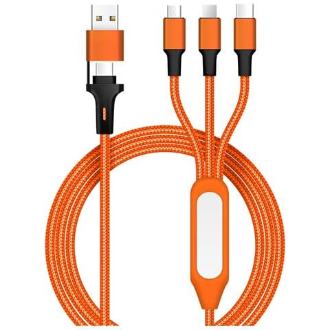 Cavo Di Ricarica Intrecciato 5 In 1 Con Luce Notturna Led Multifunzione Orange - Foto 1