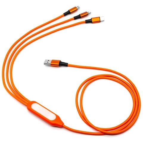 Cavo Di Ricarica Intrecciato 5 In 1 Con Luce Notturna Led Multifunzione Orange - Foto 2