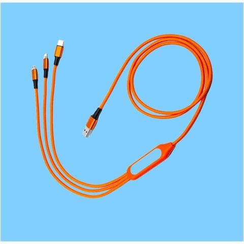 Cavo Di Ricarica Intrecciato 5 In 1 Con Luce Notturna Led Multifunzione Orange - Foto 4