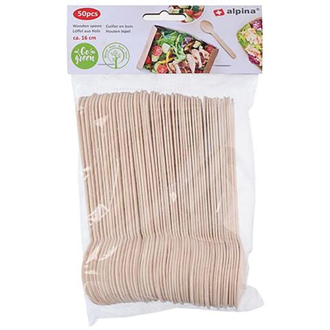 Set Di 50 Cucchiai Naturali In Legno Monouso 16 Cm, Beige - Foto 1