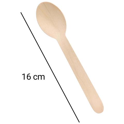 Set Di 50 Cucchiai Naturali In Legno Monouso 16 Cm, Beige - Foto 4