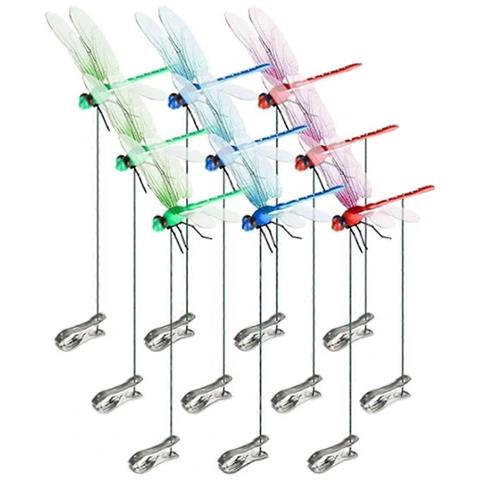 Set Di 4 Decorazioni - Libellula Con Clip - Set Da 3 Pezzi Rosso, Blu E Verde - Foto 1