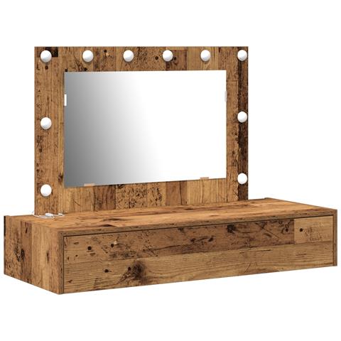 Tavolo da Trucco da Muro con Luci LED Legno Antico - Foto 1