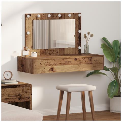 Tavolo da Trucco da Muro con Luci LED Legno Antico - Foto 2