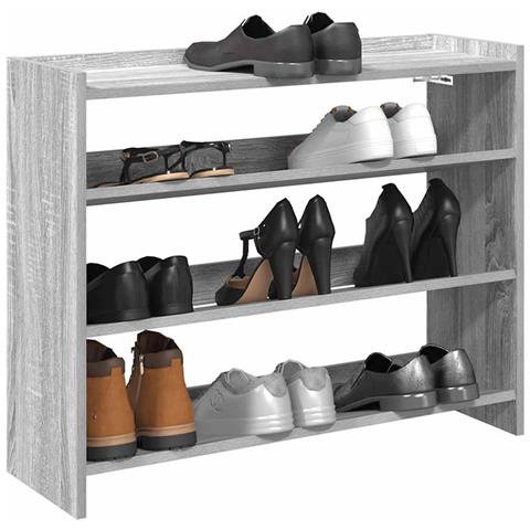 Scarpiera Grigio Sonoma 80x25x62 cm in Legno Multistrato - Foto 2