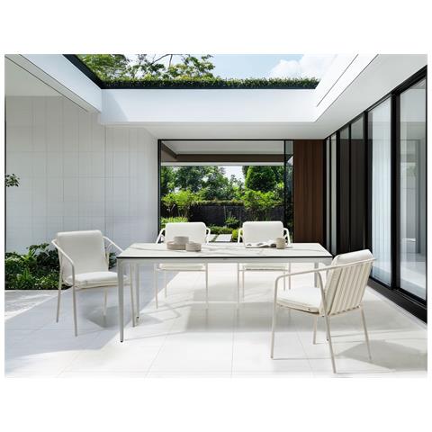 Tavolo Da Pranzo Da Giardino Sovareto 180 Cm 90 Cm Effetto Marmo Marmo Bianco - Foto 1