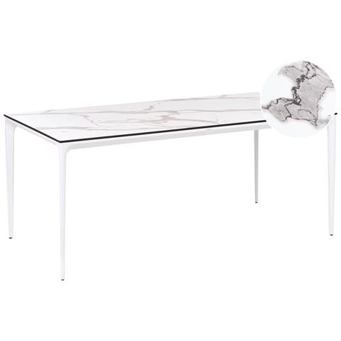 Tavolo Da Pranzo Da Giardino Sovareto 180 Cm 90 Cm Effetto Marmo Marmo Bianco - Foto 2