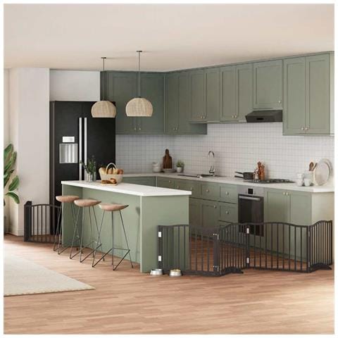 Cancello per Cani Porta Pieghevole Nero 6 Pannelli 480cm Pioppo - Foto 2