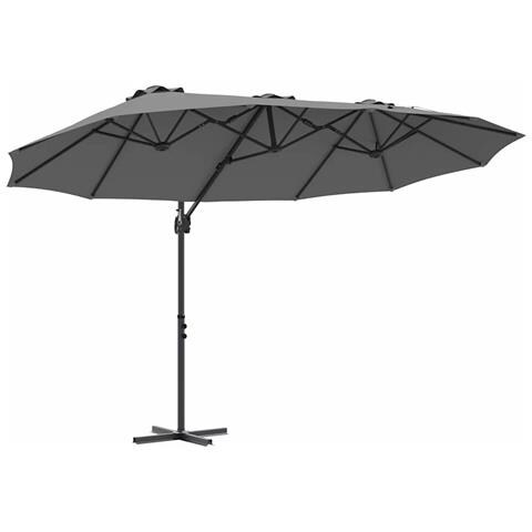Ombrellone a braccio da giardino Antracite 372 x 198 x 243 cm - Foto 1