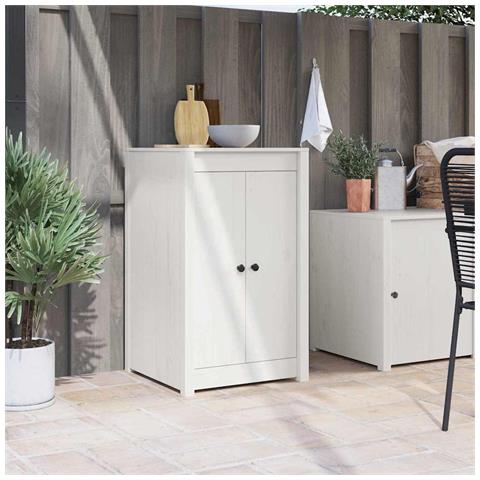 Porta da cucina Bianco 50 x 9 x 82 cm Legno massello di pino - Foto 2