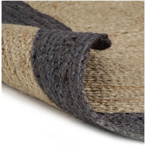 Tappeto Lavorato A Mano In Juta Con Bordo Grigio Scuro 210 Cm - Foto 1