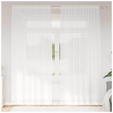 Tenda in Pizzo con tende Bianco 150 x 240 cm Poliestere - Foto 2