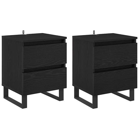 Armadio da Notte con cassetto 2 pcs Rovere nero 40 x 35 x 50 cm - Foto 1