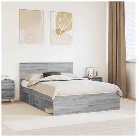 Struttura del letto con testiera Grigio Sonoma 140 x 190 cm - Foto 2