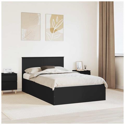 Struttura del letto Nero 135 x 190 cm Legno multistrato - Foto 2