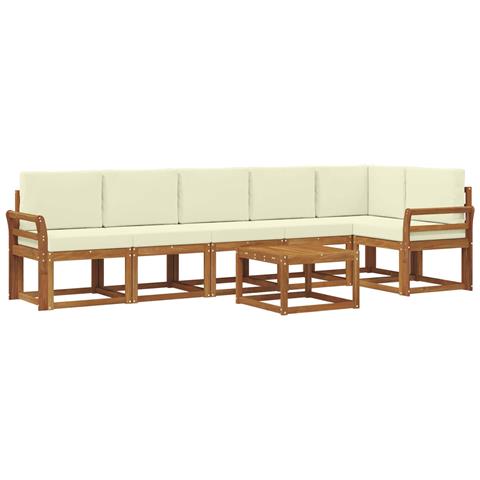 Set di divani da esterno con cuscino 7 pcs Naturale e Crema - Foto 1