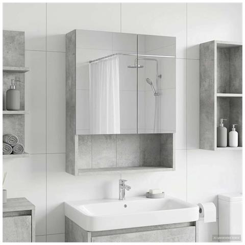 Mobiletto per specchio da bagno con lo scaffale Grigio cemento - Foto 2