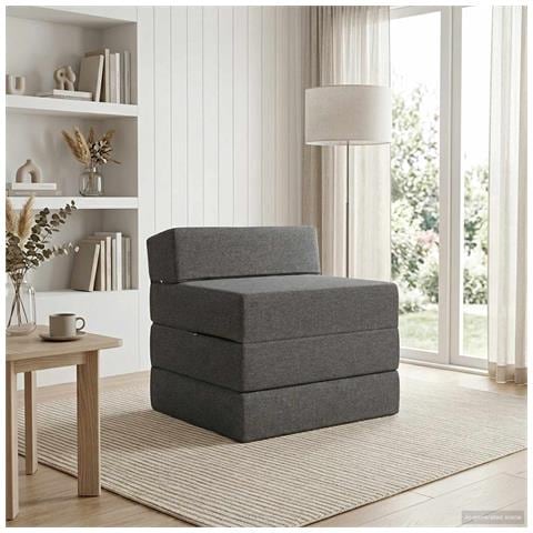 Divano Letto Pieghevole Grigio Chiaro 200 x 70 x 10 cm Tessuto - Foto 2