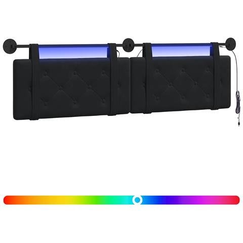 Testiera sospesa Con luce LED Nero Velluto - Foto 1