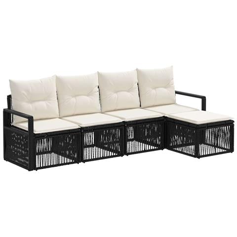 Set Divano da Giardino 4 pcs Nero polyrattan - Foto 1
