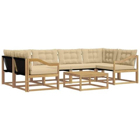 Set di divani da esterno 7 pcs Bianco e Beige 79 x 79 x 37 cm - Foto 1