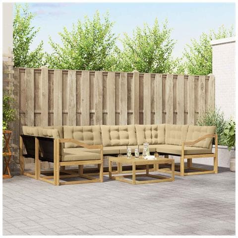 Set di divani da esterno 7 pcs Bianco e Beige 79 x 79 x 37 cm - Foto 2