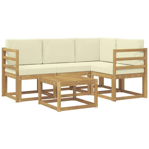 Set di divani da esterno con cuscino 5 pcs Bianco e Crema - Foto 1