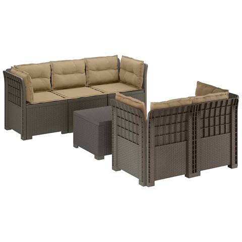 Divano da Giardino 5 Posti con Cuscini Stile Rattan PP - Foto 1