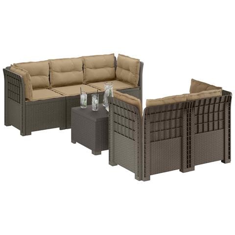 Divano da Giardino 5 Posti con Cuscini Stile Rattan PP - Foto 2