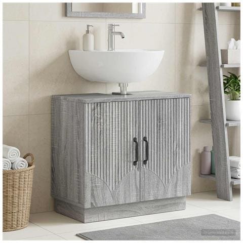 Armadio per Lavabo da Bagno HOORN Sonoma grigio - Foto 2
