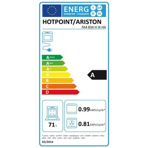 Forno Elettrico da Incasso FA4 834 H IX HA Capacità 71 L Multifunzione Ventilato Pulizia a Vapore Potenza 2750 W Colore Inox - Foto 2