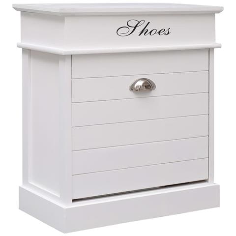 Scarpiera Bianca 50x28x58 Cm In Legno Di Paulownia - Foto 1